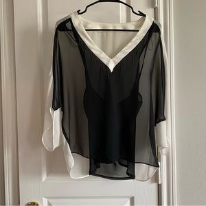 ZARA sheer monochrome top